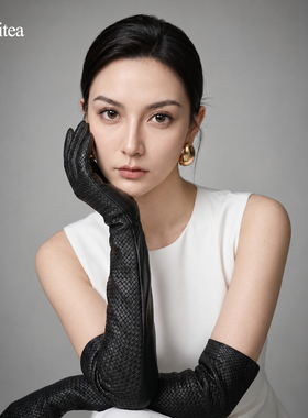 编织山羊皮加长触屏秋冬女手套