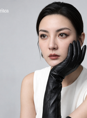 羊皮加长过肘秋冬薄款手套女