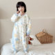 Autumn and winter children's one-piece pajamas, quilted and thickened, male and female baby pure cotton sleeping bags, anti-kicking quilts, spring and autumn home clothes