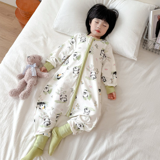 春秋款纯棉儿童连体睡衣A类男女童宝宝连身睡袋防踢被秋季家居服