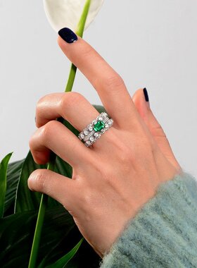 analuisa女925欧美绿装镶嵌戒指