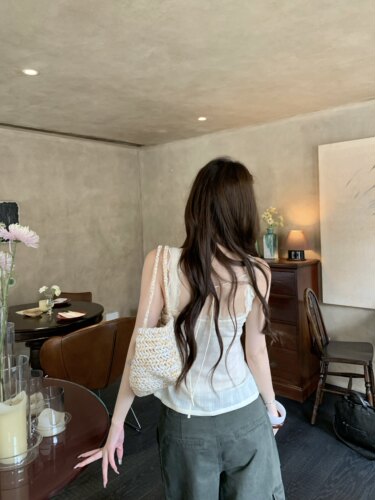 HOLDER ME 蕾丝花边露背系带背心女2026夏季小众修身百搭上衣5713 - 图3