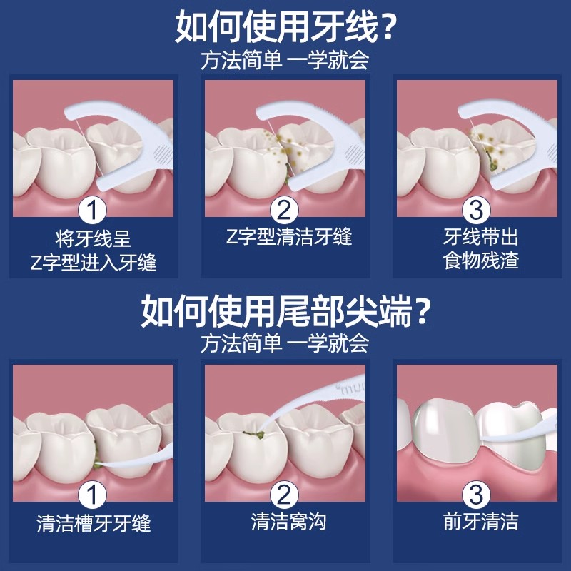 小鹿妈妈超细牙线家庭装一次性牙签线随身便携剔牙线棒1000支包邮-图1