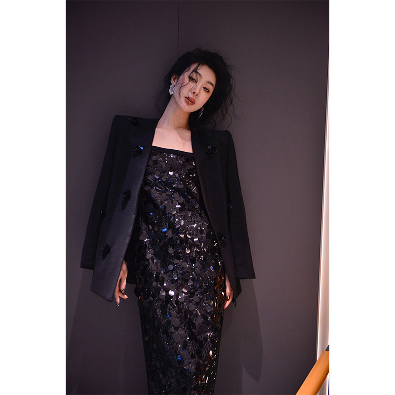 女总裁高定美业名媛时尚订花西装重工亮片吊带长裙两件套仙套装,淘宝优惠券,粉丝福利购,淘宝优惠卷