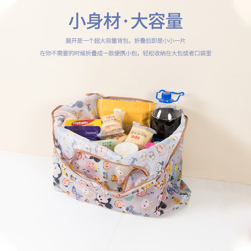 折叠购物袋轻薄便携环保袋帆布手提袋防水大容量超市买菜包结实潮 - 图0