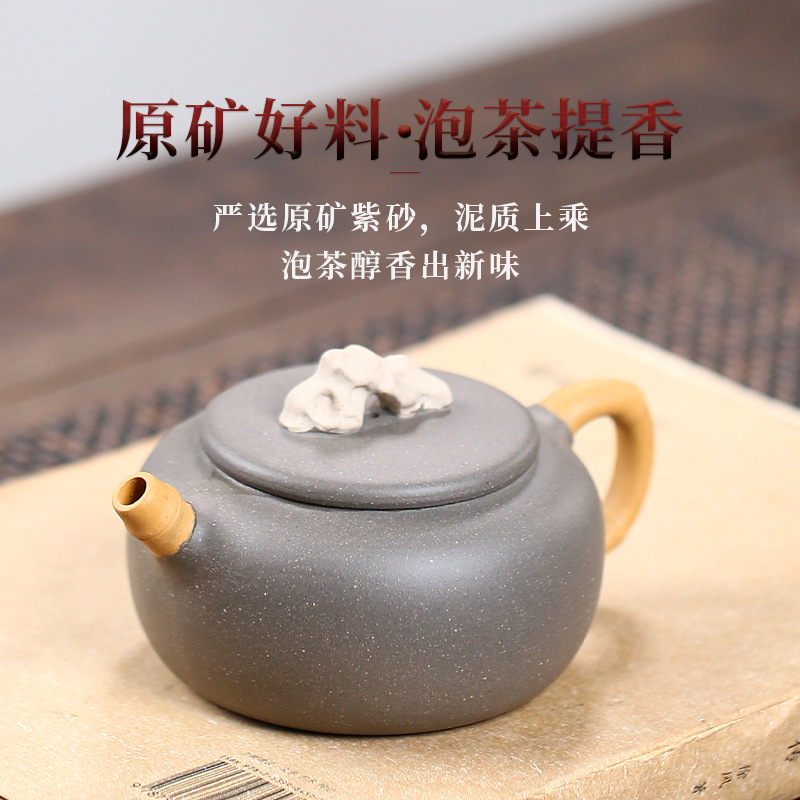 原矿青段紫砂壶中式小品茶壶手工太湖石仿生壶180cc功夫茶具礼品-图1