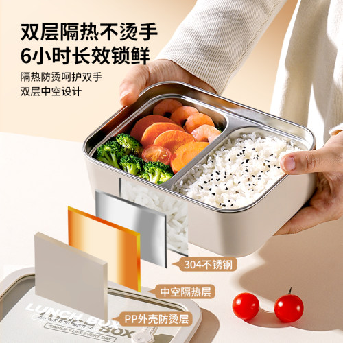 不锈钢保温饭盒微波炉加热专用上班族便当盒带饭分格密封保鲜餐盒 - 图1