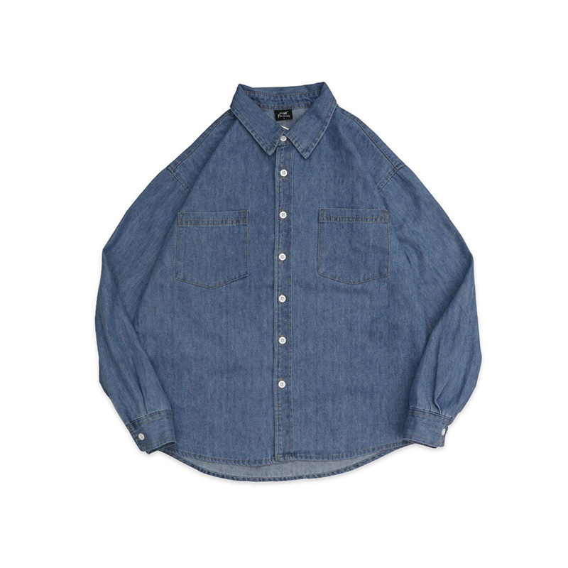 水洗棉长袖牛仔衬衫男内搭春夏季复古做旧薄款外套情侣衬衣男女装,淘宝优惠券,粉丝福利购,淘宝优惠卷