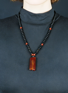 红玛瑙水晶复古民族风毛衣链