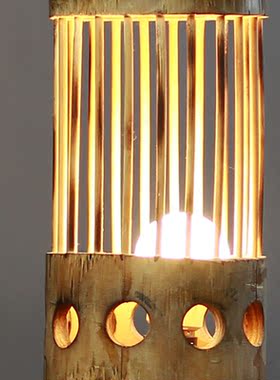 厂家销售手工制作楠竹竹丝编织落地灯台灯田园民宿家居用装饰灯具