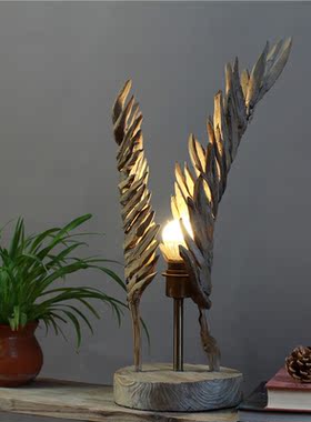 手工编制茶树枝树根桌面创意特色时尚餐厅民宿田园工艺装饰灯具