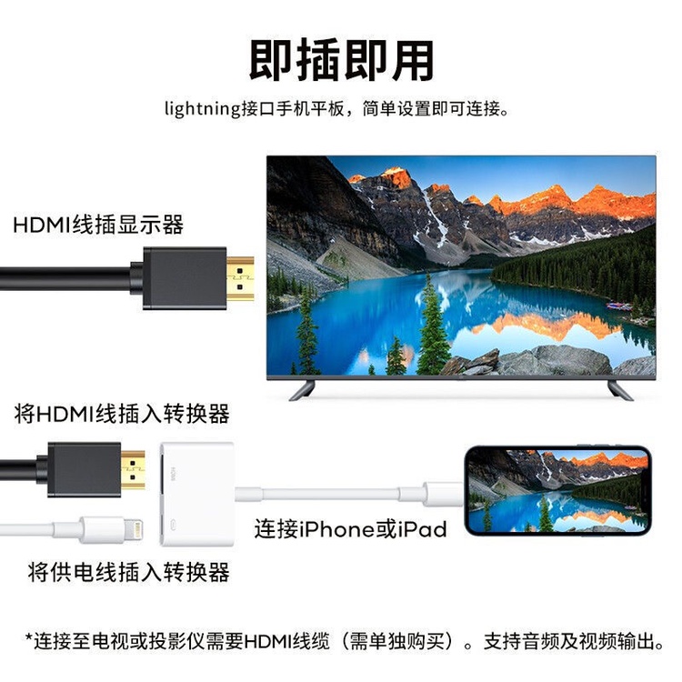 iPhone14转HDMI转换器适用苹果平板投屏线高清lighting同屏转接头 - 图2