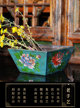 日进斗金复古做旧中式风装饰摆件