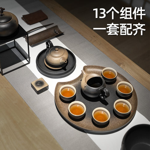 万仟堂陶瓷家用客厅6人功夫窑变茶具套装带茶盘泡茶中式菩提香呆 - 图2
