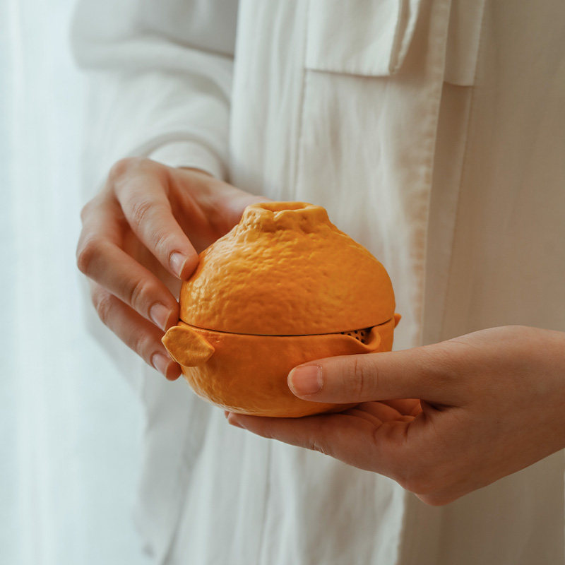 Wanqiantang Cute Orange Portable Travel Tea Set