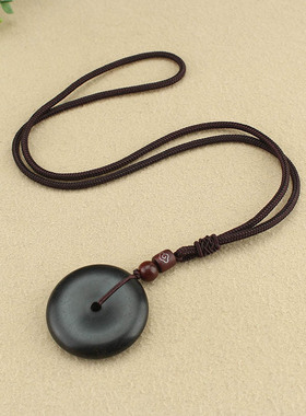 小叶紫檀平安扣吊坠原创项链