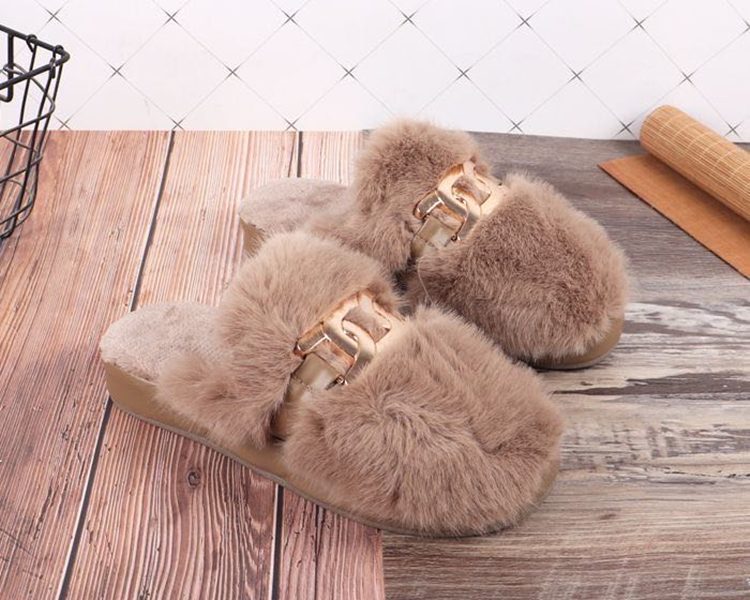 玉暖宝新款厚底韩版女士棉拖鞋高级感毛绒时尚居家地板防滑优雅女 - 图1