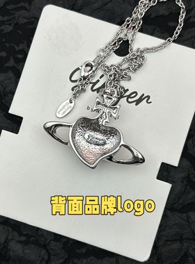 xi太后高版本土星项链红色爱心女小众设计感爱心百搭西装配饰