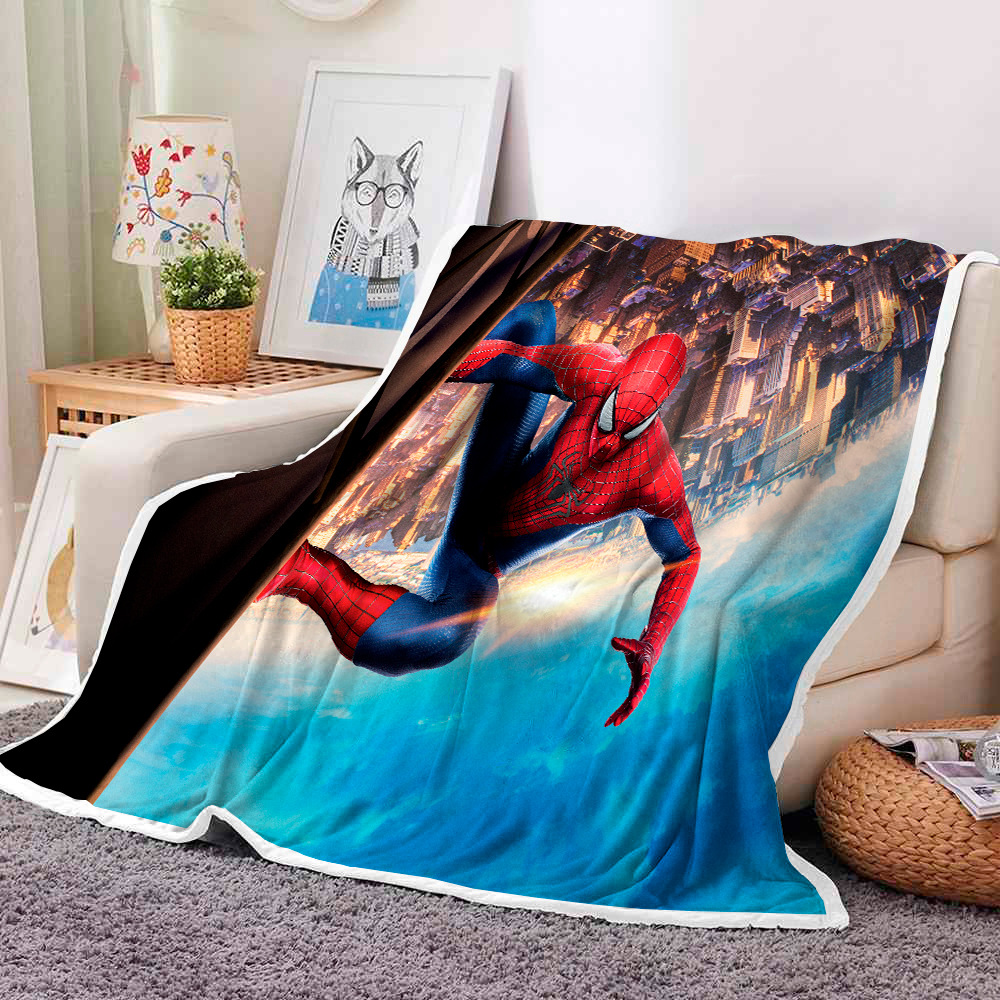 来图定制加绒蜘蛛侠双层漫威毛毯午睡客厅沙发加厚学生盖毯子儿童