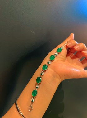 天然绿玉髓手链绿色蛋面手链