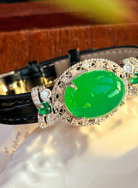 新款玉髓镶钻皮带手环镀真金新中式贵气古董精致轻奢复古高级手镯