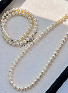 2025新款8mm干枯玫瑰色施家珍珠项链百搭颈链新款ins风锁骨链