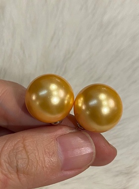 复古经典大珍珠短发圆型16mm耳环
