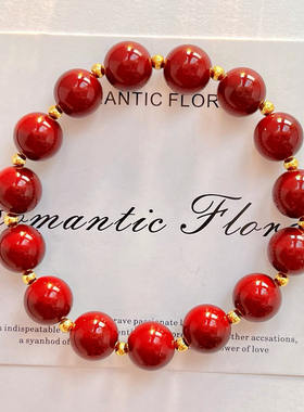 复古安可拉红人造水晶珍珠手链女款简约时尚红色喜庆本命年礼品