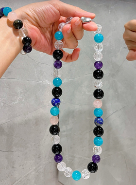 神仙姐姐同款色12-14mm大颗天然多宝水晶项链手链多巴胺夏日清凉