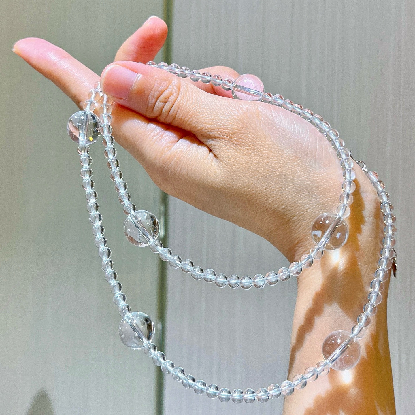 [清凉一夏]ins风小众天然白水晶项链女百搭透明串珠满天星毛衣链,淘宝优惠券,粉丝福利购,淘宝优惠卷