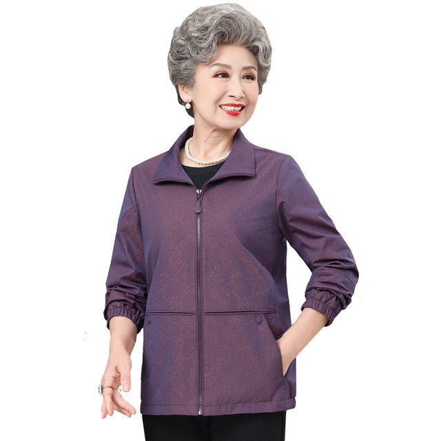 Mom's autumn thin windbreaker jacket, elderly women's top
