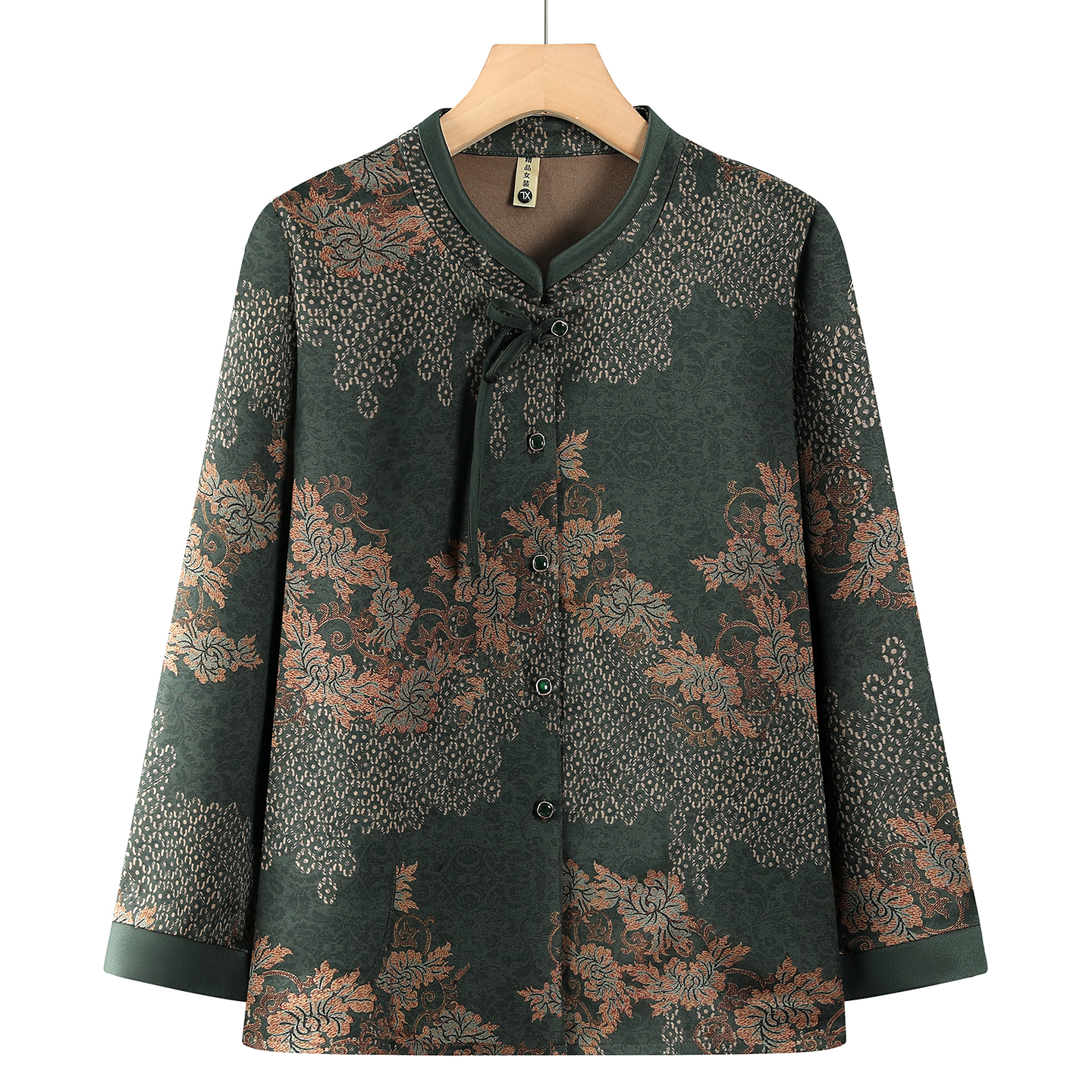 中老年人女秋装套装奶奶衣服长袖新款衬衫妈妈70多岁80老太太开衫 - 图0