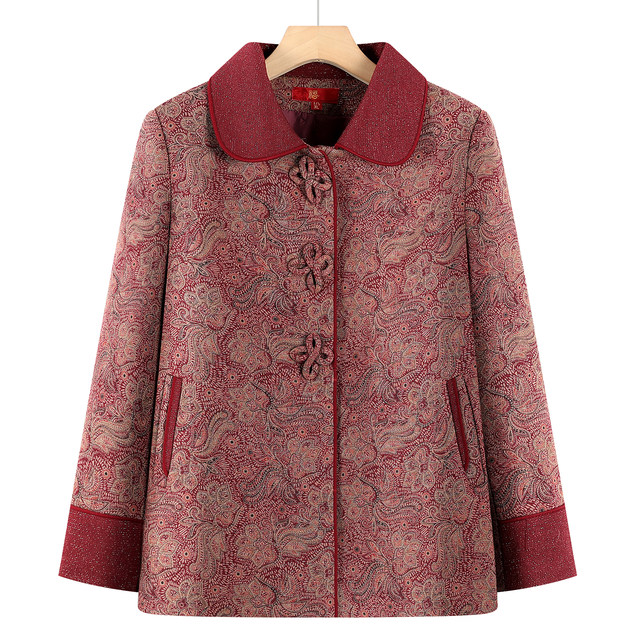 Grandma's autumn and winter coat, middle-aged and elderly women's fleece top