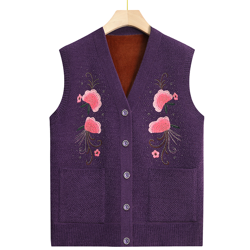 中老年女装马甲秋冬奶奶装针织衫保暖开衫老太太马夹加绒妈妈背心,淘宝优惠券,粉丝福利购,淘宝优惠卷