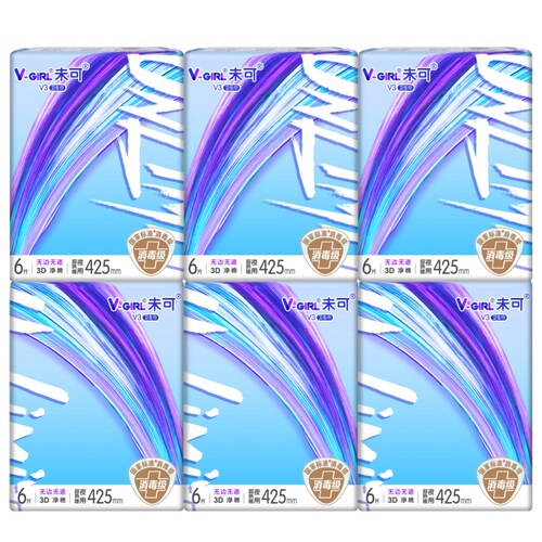 洁伶未可卫生巾3D净棉柔超薄超长夜用425mm6片/包透气亲肤姨妈巾 - 图3