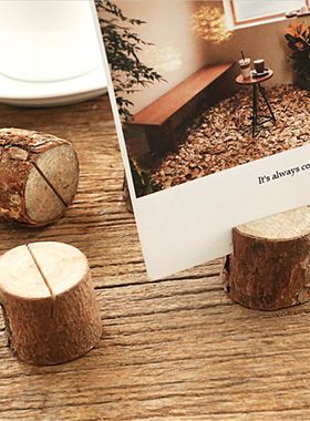 木质木制树桩便签座照片夹 创意家居diy木桩装饰摆件 婚庆工艺品
