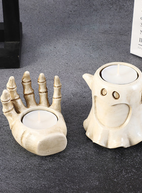 万圣节南瓜蜡烛台创意剧本杀氛围装饰烛台家居茶烛炉香薰搞怪