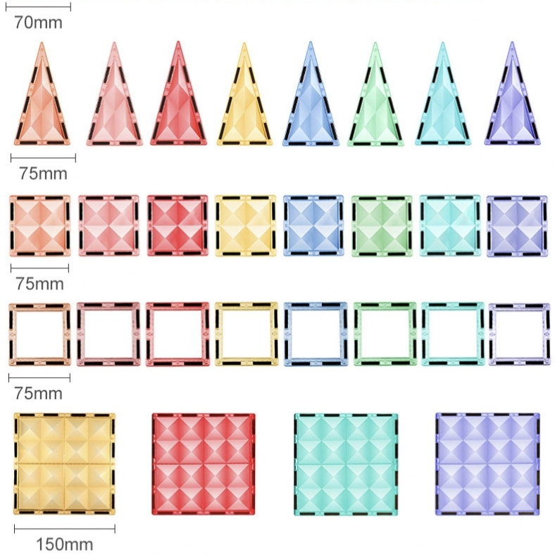 7.5cm科博星芒钻石面彩窗磁力片兼容弥鹿强力儿童益智玩具补充装 - 图3