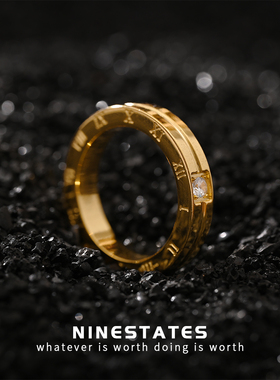 气质食指素圈戒指男女高级感彩金素戒时尚指环小指个性仿黄金尾戒