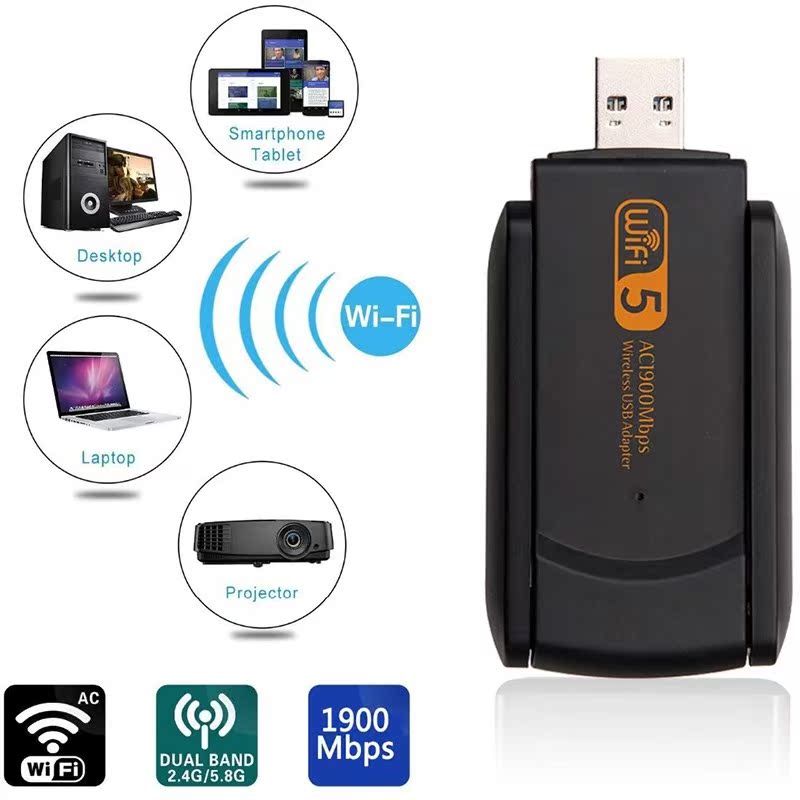 Wifi Adapter 1900M 2.4G 5G Dual Band Wifi SB 3.0 Fee Driver - 图0