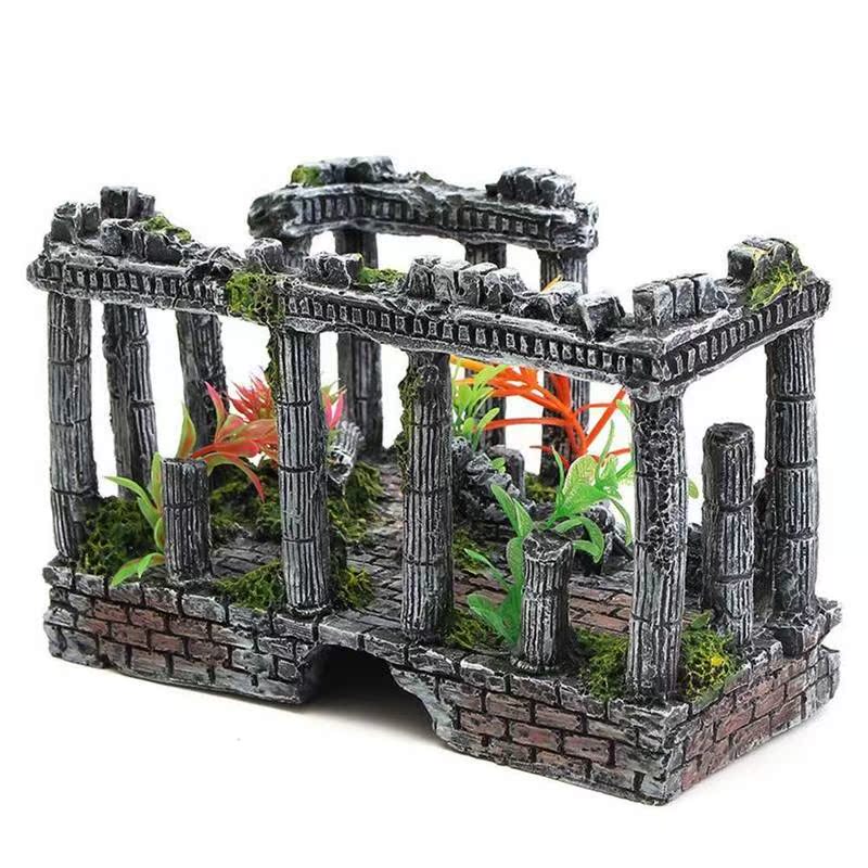 Resin Artificial Fish Tank Decorations Ancient Castle Landsc - 图0