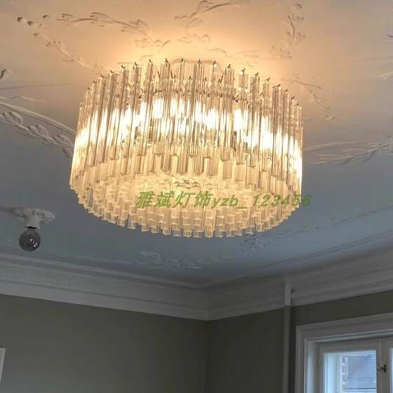 French Murano Murano handmade crystal glass chandelier light luxury middle-aged restaurant bedroom study living room lamp