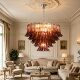 Italian light luxury crystal lamp, high-end villa hall lamp, hotel club, atmospheric duplex building, purple glass chandelier