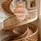 French duplex luxury villa staircase handmade designer glass tube lamp medieval Murano living room long chandelier