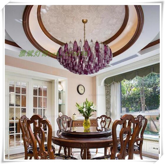 French MURANO purple glass Nanyang medieval living room Murano designer villa staircase living room chandelier