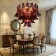 French Munora purple handmade glass lamp villa duplex floor ceiling antique living room restaurant retro chandelier