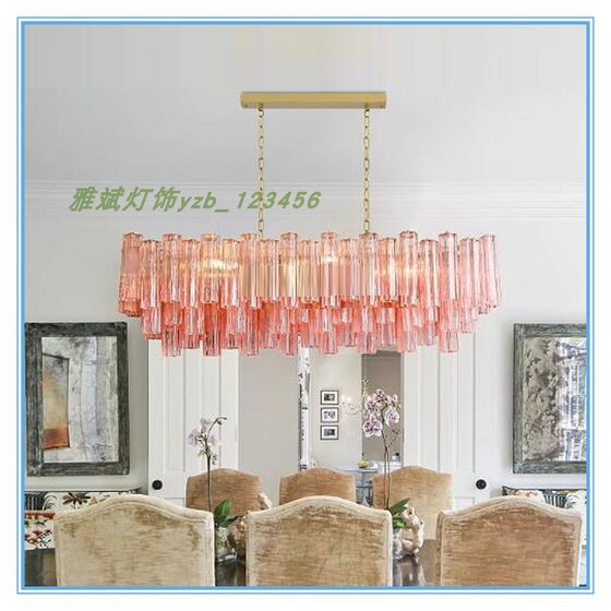 French mid-century style chandelier American bar light luxury glass lamp rectangular villa designer restaurant bedroom lamp