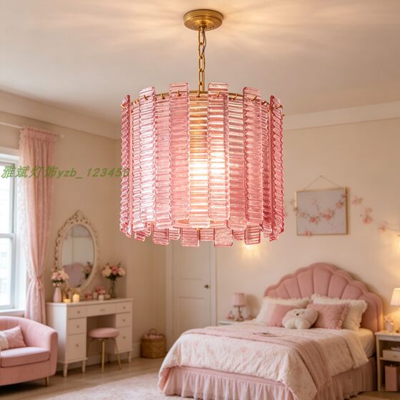 2026 new gradient glass chandelier American retro villa design bedroom bedside lamp model room decorative lamps