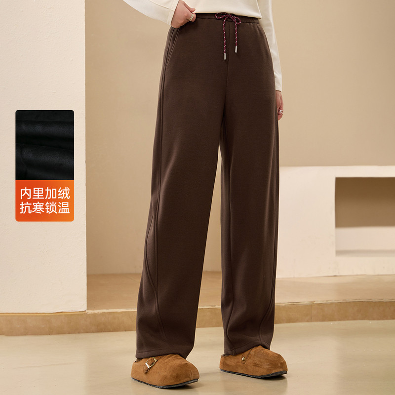 【舒适松紧腰加绒裤子】纤莉秀大码女装慵懒休闲裤胖mm2025冬新款,淘宝优惠券,粉丝福利购,淘宝优惠卷