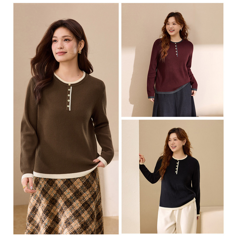 【咖啡时光】绵羊毛混纺内搭外穿毛衣纤莉秀大码女装胖mm冬装新款,淘宝优惠券,粉丝福利购,淘宝优惠卷